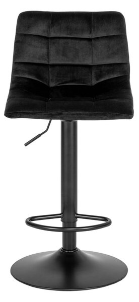 HOUSE NORDIC Middelfart barstol, med ryggstöd, fotstöd, justerbar höjd - svart velour och svart stål