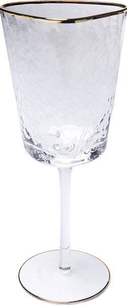KARE DESIGN Hommage rödvinsglas, med struktur och guldkant, handgjort - klart glas