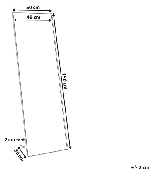 Golvspegel Guld Aluminiumram 50 x 156 cm med Stativ Modern Design Inramad Helkropps Beliani