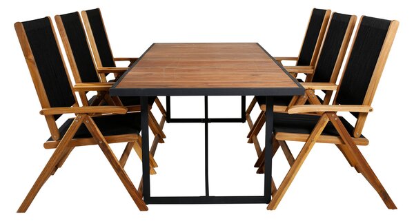 LITTLE JOHN KHUNG Matbord 200x100 cm + 6 stolar | Utemöbler