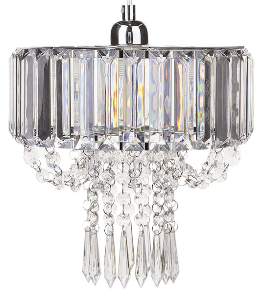 Hängande Lampa Transparent Metall Akryl Glas 83 cm Dekorativ Kristallkrona Glans Finish Glamorös Beliani