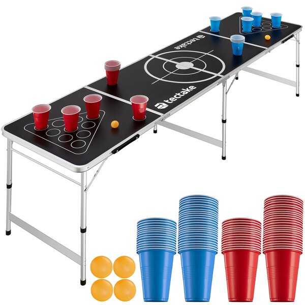 TecTake GmbH 404951 beerpong-bord brew battle, hopfällbar och höjdjusterbar - svart