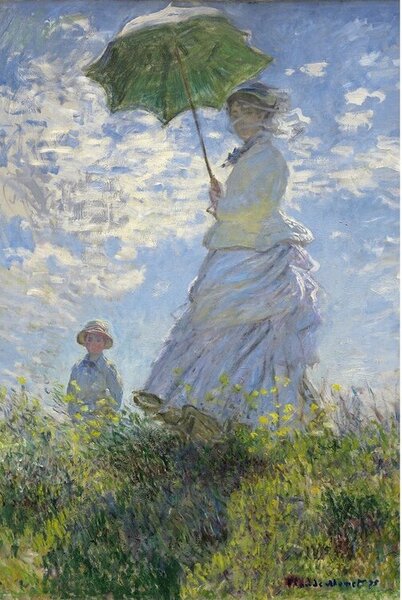 Poster, Affisch Kvinna med parasoll - Madame Monet och hennes son, (61 x 91.5 cm)
