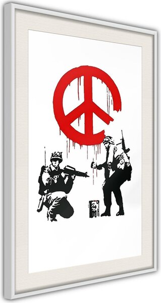 Inramad Poster / Tavla - Banksy: CND Soldiers I - 30x45 Vit ram med passepartout