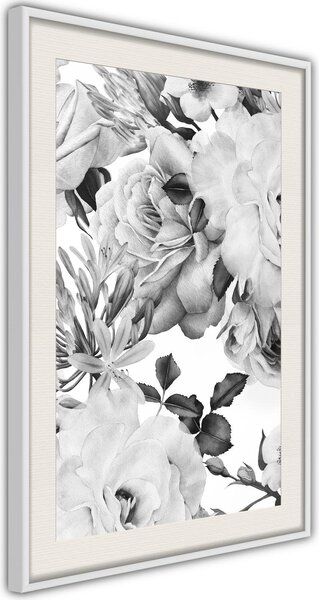 Inramad Poster / Tavla - Black and White Nature - 30x45 Vit ram med passepartout