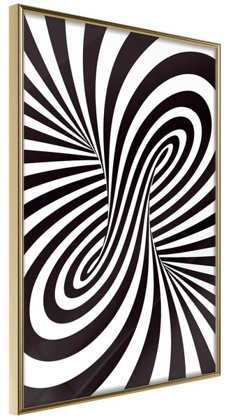 Inramad Poster / Tavla - Black and White Swirl - 30x45 Guldram