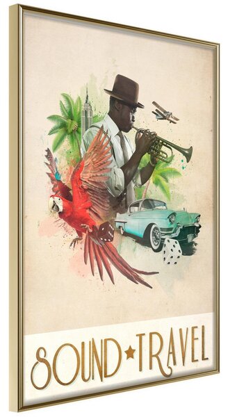 Inramad Poster / Tavla - Exotic Travel - 30x45 Guldram