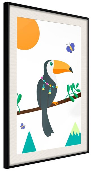 Inramad Poster / Tavla - Fairy-Tale Toucan - 20x30 Svart ram med passepartout