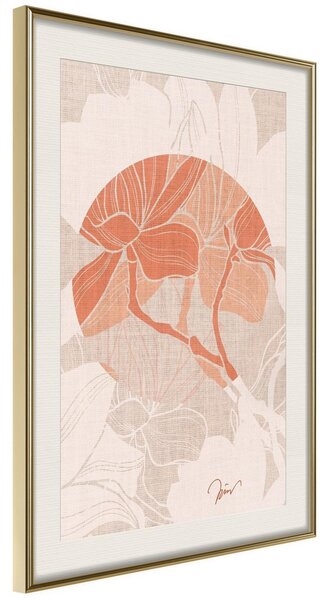Inramad Poster / Tavla - Flowers on Fabric - 20x30 Guldram med passepartout