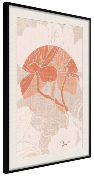 Inramad Poster / Tavla - Flowers on Fabric - 30x45 Svart ram med passepartout