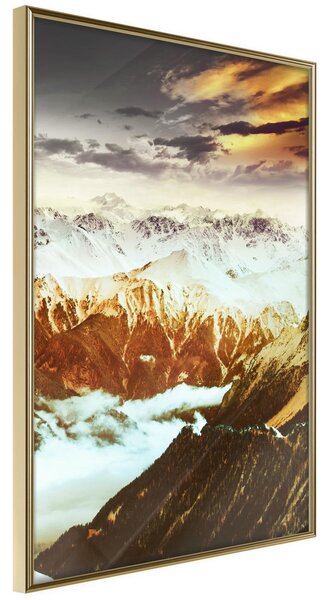 Inramad Poster / Tavla - Mountain Land - 40x60 Guldram