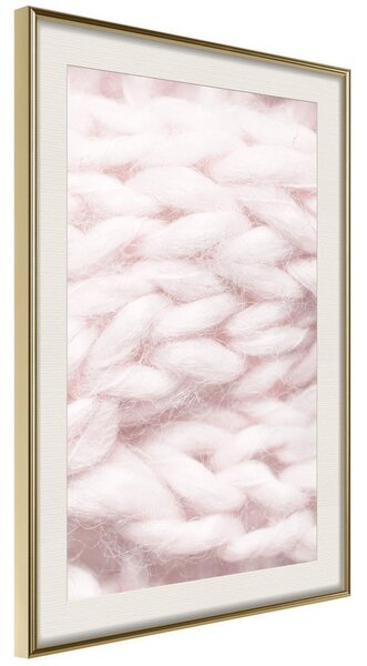Inramad Poster / Tavla - Pale Pink Knit - 20x30 Guldram med passepartout