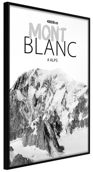 Inramad Poster / Tavla - Peaks of the World: Mont Blanc - 30x45 Svart ram