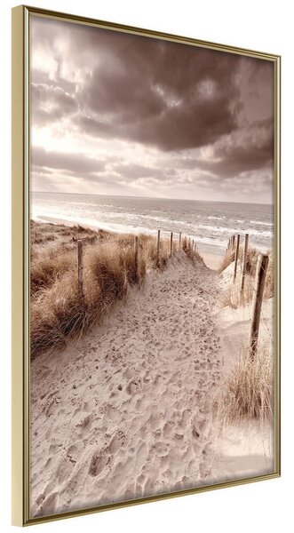 Inramad Poster / Tavla - Sandy Path - 30x45 Guldram