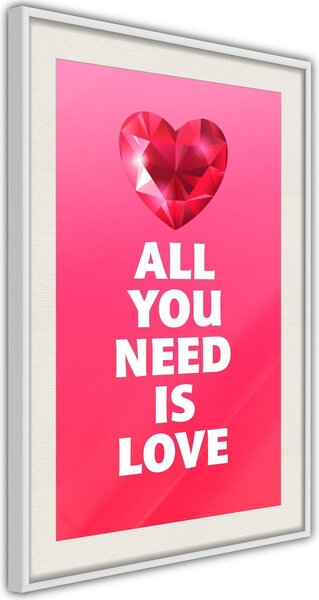 Inramad Poster / Tavla - Ruby Heart - 20x30 Vit ram med passepartout