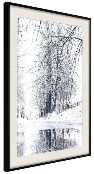 Inramad Poster / Tavla - Snowy Park - 40x60 Svart ram med passepartout