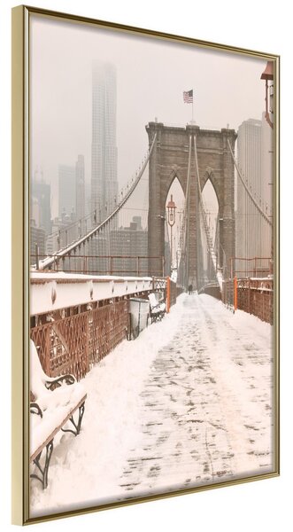 Inramad Poster / Tavla - Winter in New York - 30x45 Guldram