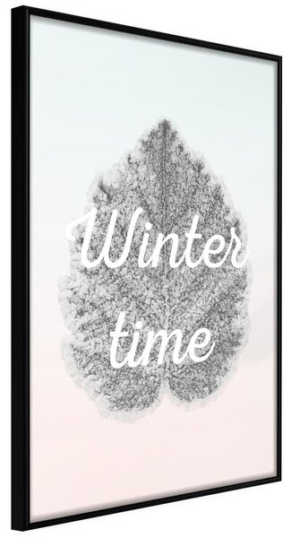 Inramad Poster / Tavla - Winter Leaf - 40x60 Svart ram