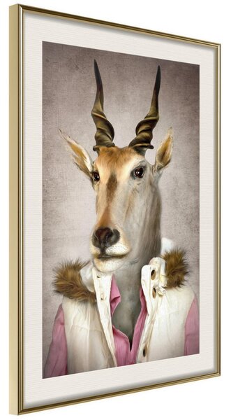 Inramad Poster / Tavla - Animal Alter Ego: Antelope - 20x30 Guldram med passepartout