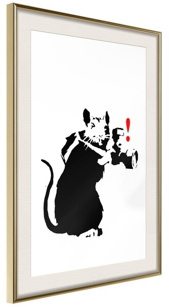 Inramad Poster / Tavla - Banksy: Rat Photographer - 20x30 Guldram med passepartout