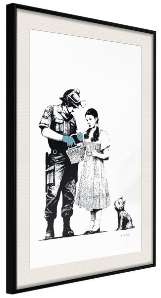 Inramad Poster / Tavla - Banksy: Stop and Search - 40x60 Svart ram med passepartout