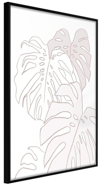 Inramad Poster / Tavla - Beige Leaves - 20x30 Svart ram