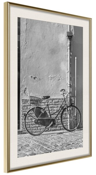Inramad Poster / Tavla - Bicycle with Black Tires - 30x45 Guldram med passepartout