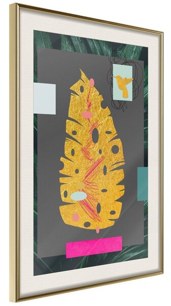 Inramad Poster / Tavla - Botanical Treasure - 20x30 Guldram med passepartout