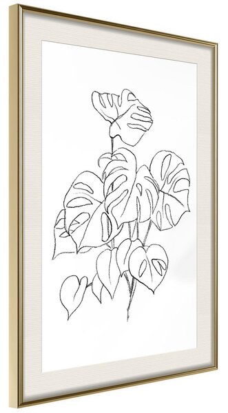 Inramad Poster / Tavla - Bouquet of Leaves - 20x30 Guldram med passepartout
