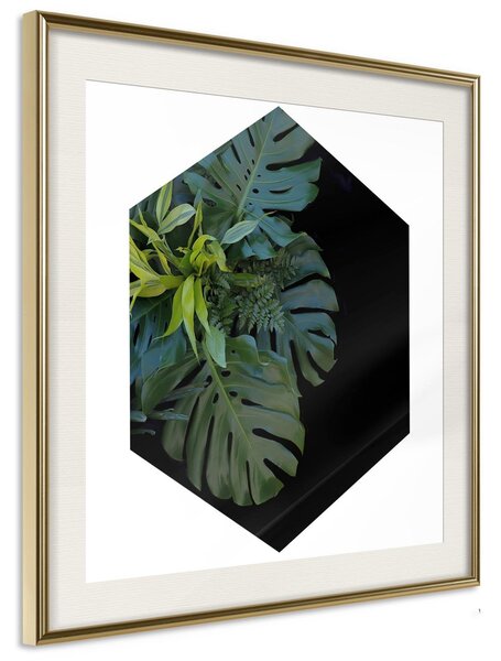 Inramad Poster / Tavla - Cell of Jungle - 20x20 Guldram med passepartout