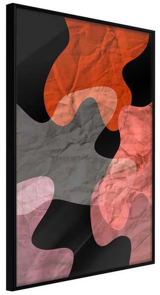 Inramad Poster / Tavla - Colourful Camouflage (Orange) - 20x30 Svart ram