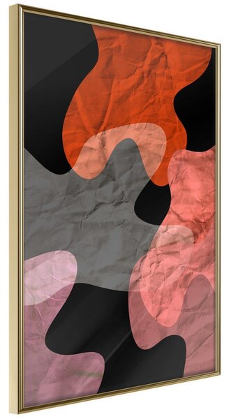 Inramad Poster / Tavla - Colourful Camouflage (Orange) - 40x60 Guldram