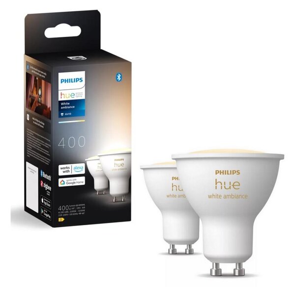 KIT 2x LED Ljusreglerad glödlampa Philips Hue WHITE AMB. GU10/4,2W/230V 2200-6500K