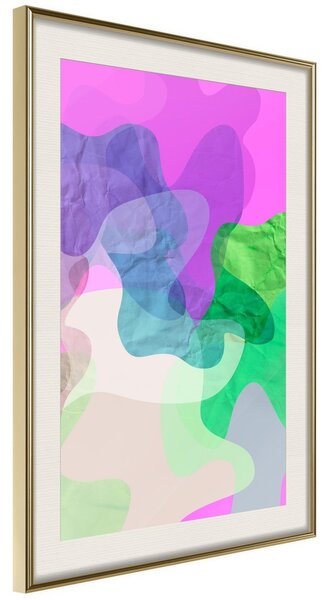 Inramad Poster / Tavla - Colourful Camouflage (Pink) - 30x45 Guldram med passepartout