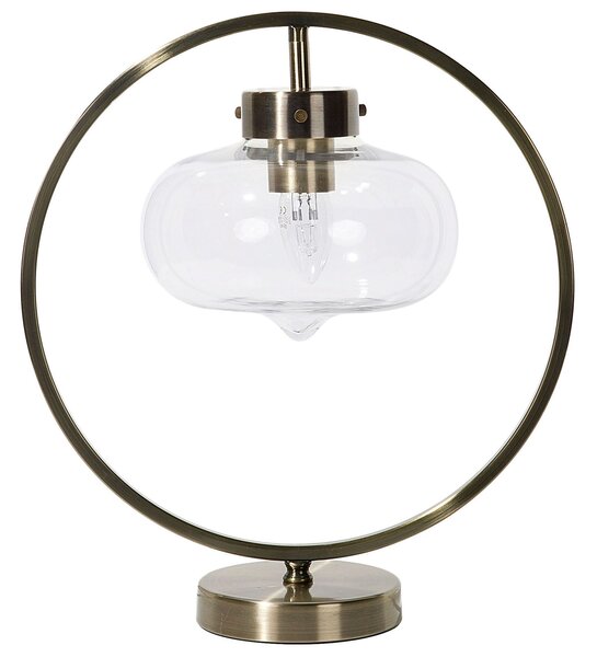 Bordslampa Nattlampa Guld Metall Rund Öppen Geometrisk Skärm Synlig Glödlampa Beliani