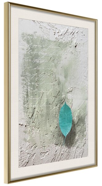 Inramad Poster / Tavla - Floating Leaf I - 20x30 Guldram med passepartout