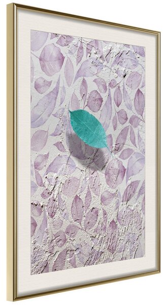 Inramad Poster / Tavla - Floating Leaf II - 20x30 Guldram med passepartout