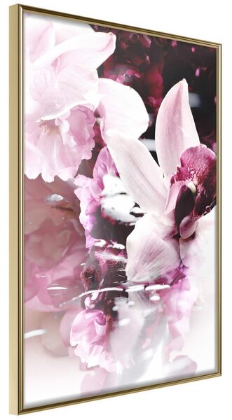 Inramad Poster / Tavla - Flowers on the Water - 20x30 Guldram