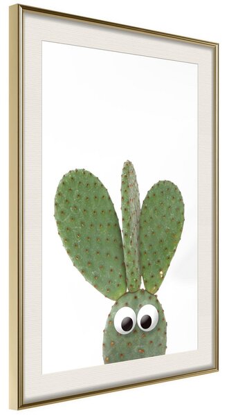 Inramad Poster / Tavla - Funny Cactus III - 20x30 Guldram med passepartout