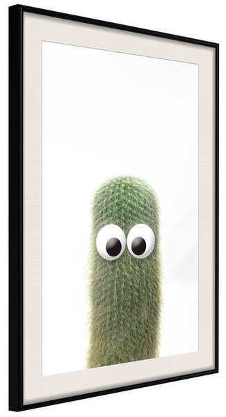 Inramad Poster / Tavla - Funny Cactus IV - 20x30 Svart ram med passepartout