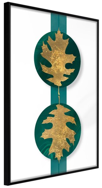 Inramad Poster / Tavla - Gilded Oak Leaves - 20x30 Svart ram