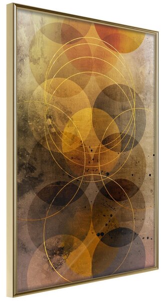 Inramad Poster / Tavla - Golden Circles - 20x30 Guldram