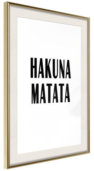 Inramad Poster / Tavla - Hakuna Matata - 20x30 Guldram med passepartout