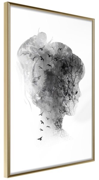 Inramad Poster / Tavla - Head Full of Dreams - 30x45 Guldram
