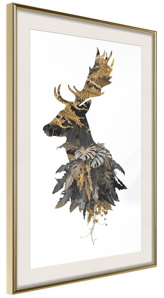 Inramad Poster / Tavla - King of the Forest - 20x30 Guldram med passepartout