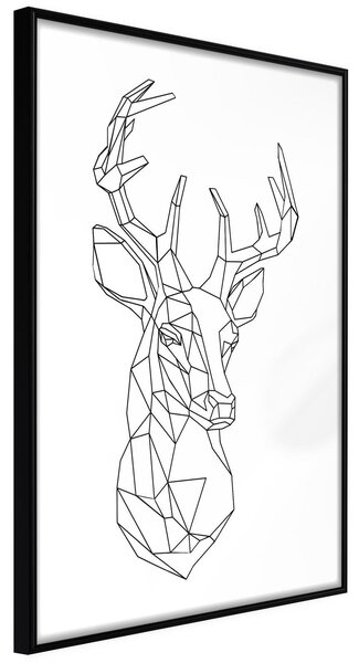 Inramad Poster / Tavla - Minimalist Deer - 20x30 Svart ram