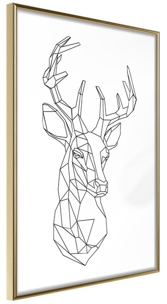 Inramad Poster / Tavla - Minimalist Deer - 40x60 Guldram