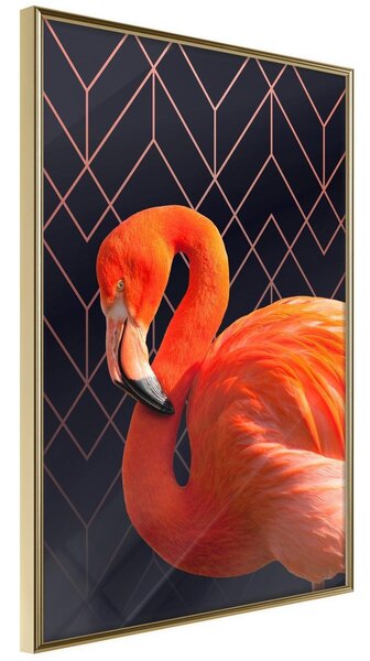 Inramad Poster / Tavla - Orange Flamingo - 40x60 Guldram