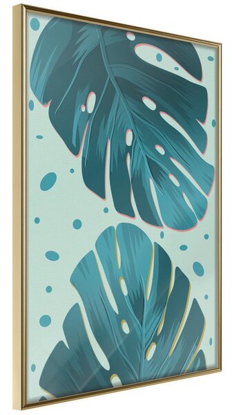 Inramad Poster / Tavla - Pastel Monstera Leaves - 40x60 Guldram