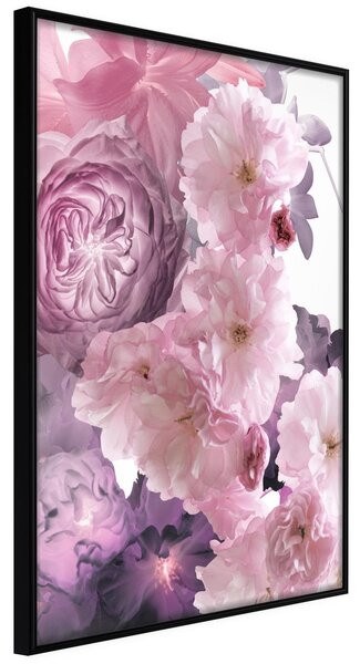 Inramad Poster / Tavla - Pink Bouquet - 20x30 Svart ram